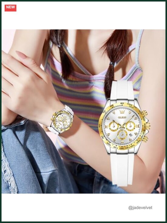Women\'s Silicone Strap Chronograph Watch Quartz Luminous Calendar 38mm